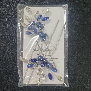 Wedding?? Special Occasion??Brand New Elegant Blue and Silver Hair Pins